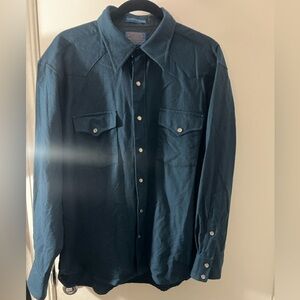 Pendleton Men’s 100% Wool Pearl Snap Front Western Canyon Shirt-Navy Size L